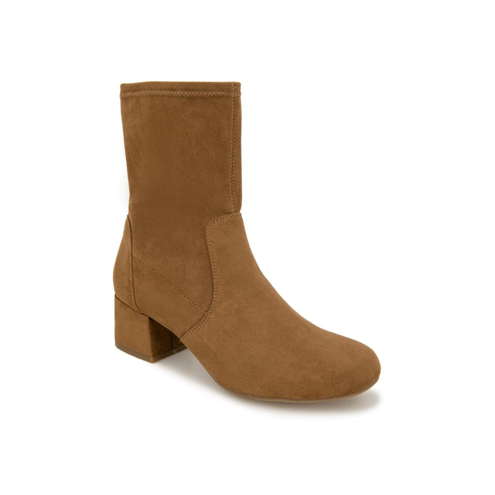 Kenneth Cole Reaction Tan Suede Block Heel Ankle Boots